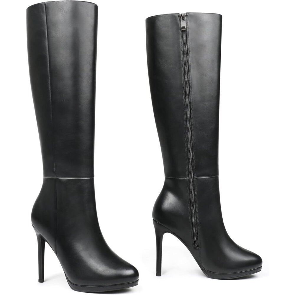 Elegant Black Heeled Boots for Women